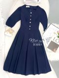  Đầm cổ tròn tay lửng đính nút giả - D3061 