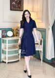  Đầm cổ vest tà cách điệu đắp túi giả - D3082 