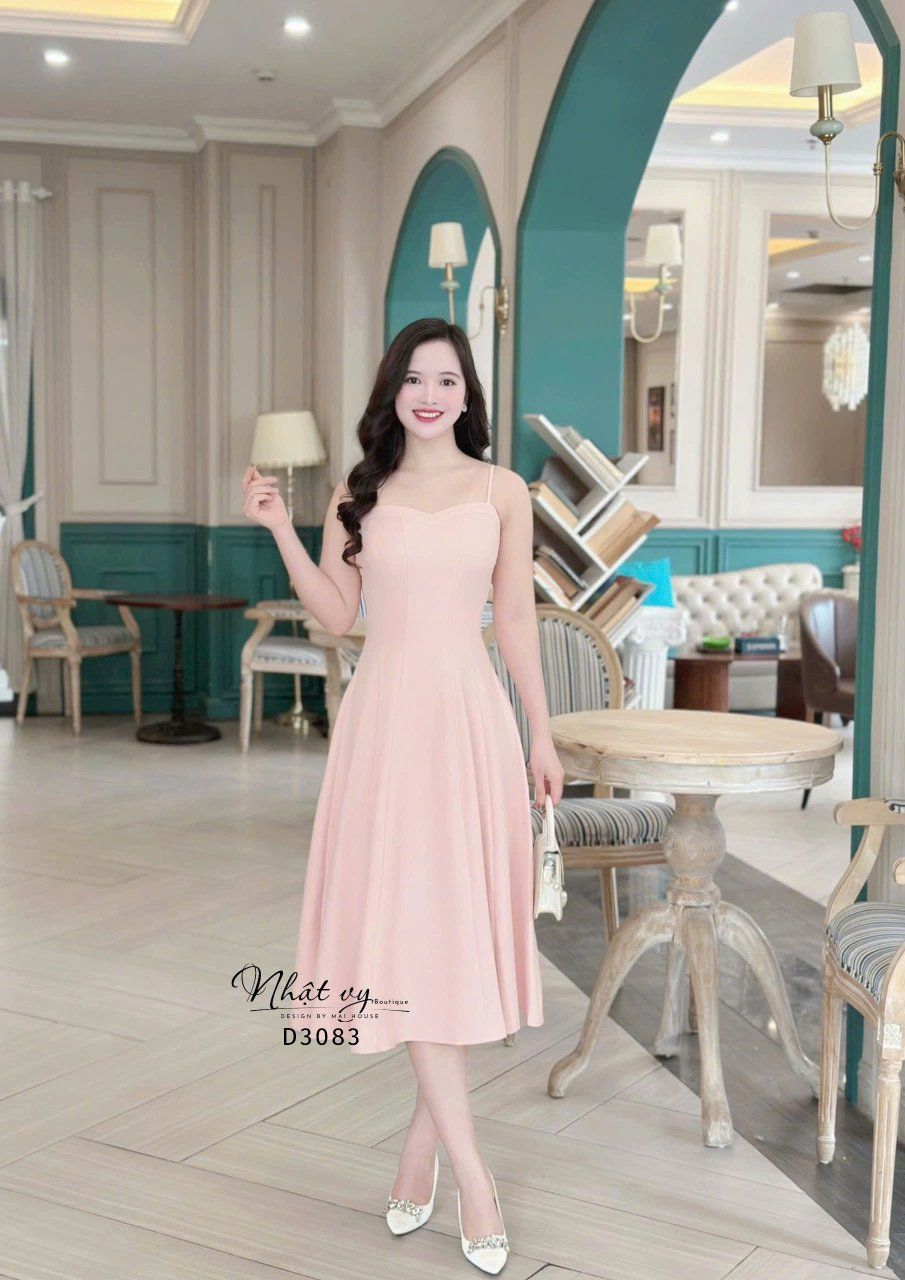  Set đầm 2 dây phối áo khoác cổ vest - D3083 