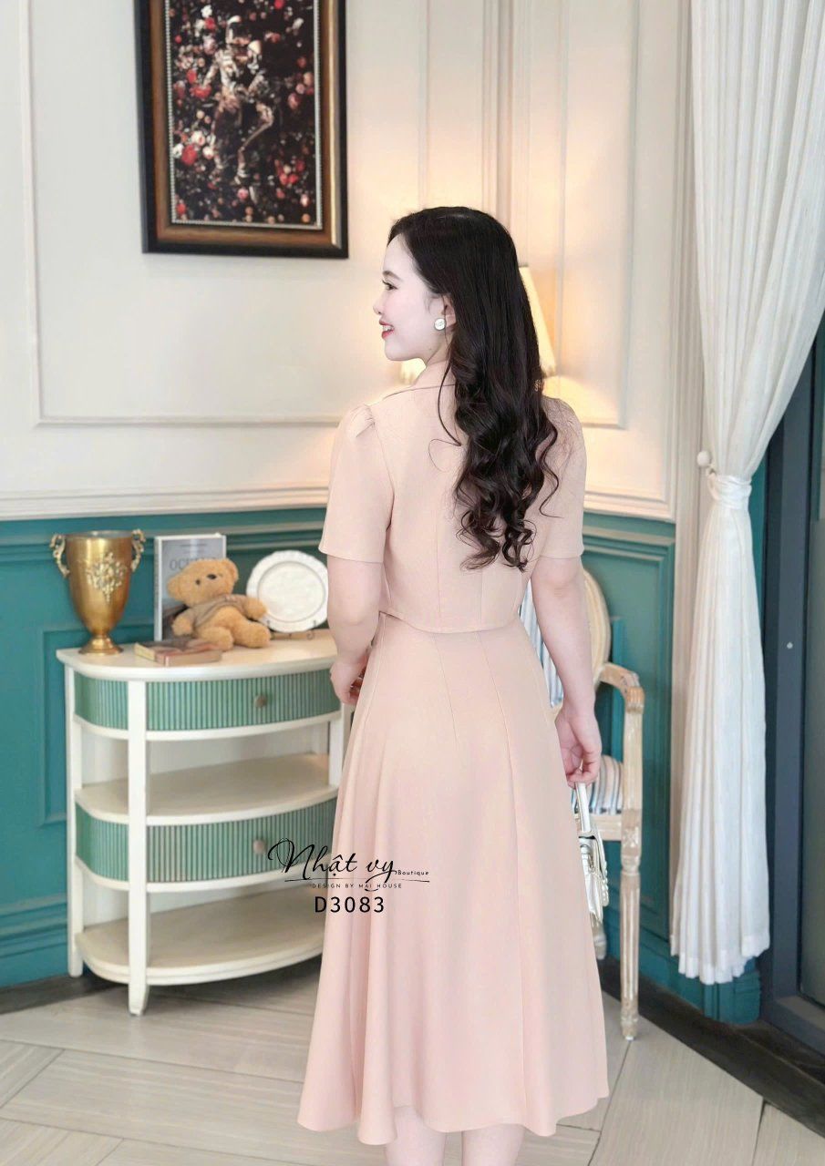  Set đầm 2 dây phối áo khoác cổ vest - D3083 