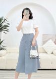  Chân váy chữ A dáng dài đính cúc giả - D3108 