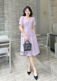  Đầm peplum cổ vuông đính nút kiểu - D3112 