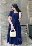  Đầm peplum cổ vuông đính nút kiểu - D3112 