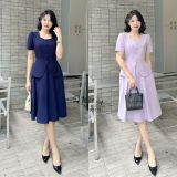  Đầm peplum cổ vuông đính nút kiểu - D3112 