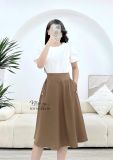  Chân váy dáng xoè túi đính nút kiểu - D3114 
