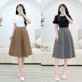  Chân váy dáng xoè túi đính nút kiểu - D3114 