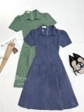  Đầm cổ sơ mi form dáng xoè đắp túi giả - D3116 