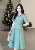  Đầm cổ sơ mi form dáng xoè đắp túi giả - D3116 