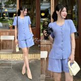  Set bộ ngắn áo cổ tròn xẻ tà 2 bên - D3122 