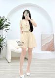  Set bộ ngắn áo cổ tròn xẻ tà 2 bên - D3122 
