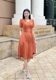  Đầm cổ tim thắt dây nơ form dáng xòe - D3127 