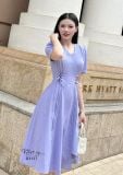  Đầm cổ tim thắt dây nơ form dáng xòe - D3127 