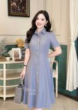  Đầm cổ sơ mi form dáng ôm cài cúc gỗ - D3131 