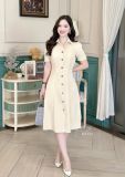  Đầm cổ sơ mi form dáng ôm cài cúc gỗ - D3131 
