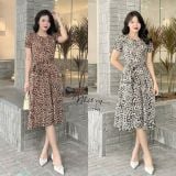  Đầm beo cổ tròn tay nhún kiểu form dáng xoè - D3145 