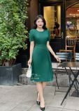  Đầm cổ tròn nhấn eo cách điệu form dáng xoè - D3146 
