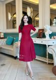  Đầm cổ tròn nhấn eo cách điệu form dáng xoè - D3146 