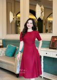  Đầm cổ tròn nhấn eo cách điệu form dáng xoè - D3146 