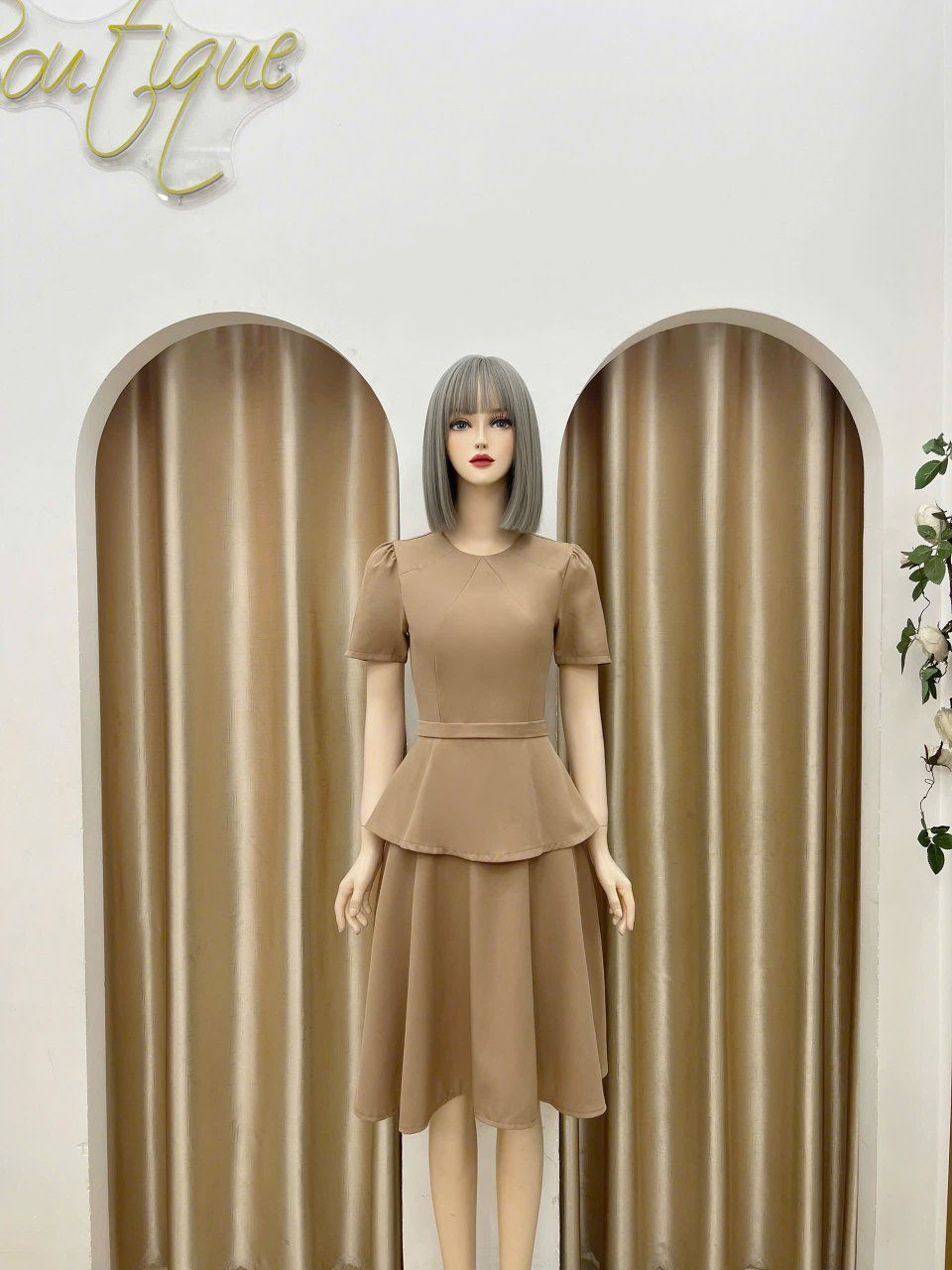  Đầm peplum cổ tròn form dáng xoè - D3152 