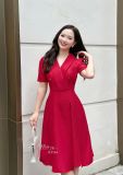  Đầm cổ vest đính nút bọc form dáng xoè - D3154 