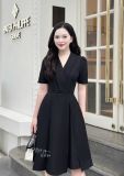  Đầm cổ vest đính nút bọc form dáng xoè - D3154 