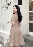  Đầm cổ vest đính nút bọc form dáng xoè - D3154 