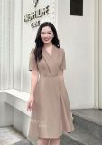  Đầm cổ vest đính nút bọc form dáng xoè - D3154 