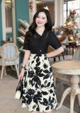  Đầm cổ bèo viền hoa form dáng xoè - D3156 