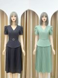  Đầm peplum cổ V đính nút giả - D3158 