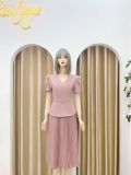  Đầm peplum cổ V đính nút giả - D3158 