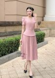  Đầm peplum cổ V đính nút giả - D3158 