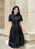  Đầm xếp ly cổ sơ mi đính cúc giả - D3168 