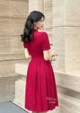  Đầm xếp ly cổ sơ mi đính cúc giả - D3168 