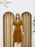  Đầm peplum cổ vest đính nút kiểu form dáng xoè - D3170 