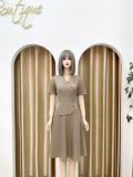  Đầm peplum cổ vest đính nút kiểu form dáng xoè - D3170 