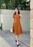  Đầm peplum cổ vest đính nút kiểu form dáng xoè - D3170 