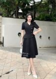 Đầm peplum cổ vest đính nút kiểu form dáng xoè - D3170 