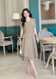  Đầm peplum cổ vest đính nút kiểu form dáng xoè - D3170 