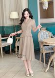  Đầm peplum cổ vest đính nút kiểu form dáng xoè - D3170 