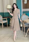  Đầm peplum cổ vest đính nút kiểu form dáng xoè - D3170 