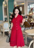  Đầm peplum cổ vest đính nút kiểu form dáng xoè - D3170 