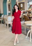  Đầm peplum cổ vest đính nút kiểu form dáng xoè - D3170 