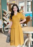  Đầm peplum cổ vest đính nút kiểu form dáng xoè - D3170 