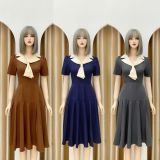  Đầm cổ phối cà vạt form dáng xòe - D3173 