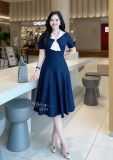  Đầm cổ phối cà vạt form dáng xòe - D3173 