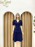  Đầm peplum viền chỉ đính nút kiểu form dáng xoè - D3174 