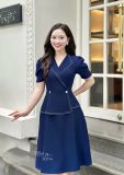  Đầm peplum viền chỉ đính nút kiểu form dáng xoè - D3174 