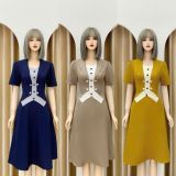  Đầm phối cách điệu đính nút bọc form dáng xoè - D3175 