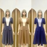  Đầm peplum phối cổ sơ mi giả form dáng xoè - D3177 
