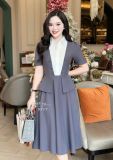  Đầm peplum phối cổ sơ mi giả form dáng xoè - D3177 